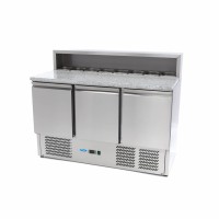 Pizzawerkbank - 137 cm - 3 Deuren - 8 x 1/6 GN - incl. RVS Afdekking