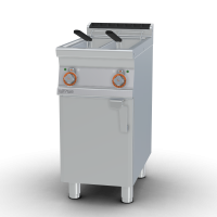 Fryer threephase 8+8 lts - 2 Bowls cm. 14,8x35x32,7h - 2 baskets cm. 12x30x15h. Sieve and lid for pan. 2 drip tray with sieves. Production: 12 kg/h (included 1 Head end filler strip mod.TPA-7)