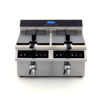 Frituurpan - 2x 8 L - 2 Manden - met Tapkraan - Inductie