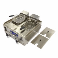 Frituurpan - 2x 10 L - 2 Manden - met Tapkraan - 400V