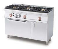 Gas range - N. 3 burners - Gas static oven with grill cm. 67x38x34h, temp: 50÷250°C, with 1 grid cm.65x36 - Neutral cabinet with door