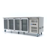 Koelwerkbank - 223 cm - 4 Glazen Deuren