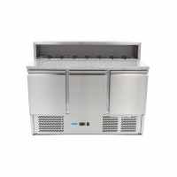 Pizzawerkbank - 137 cm - 3 Deuren - 8 x 1/6 GN - incl. RVS Afdekking