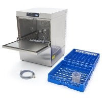 Horeca Vaatwasser - 50 x 50 cm - met Afvoer-, Glansspoel- en Zeeppomp - Digitaal Display - 400V