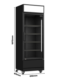 KOELKAST GLASDEUR ZWART