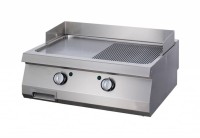 Heavy Duty Grillplaat - Half Gegroefd Chroom - Dubbel - 70 cm Diep - Gas